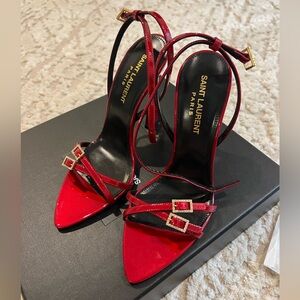 Saint Laurent Nuit 110 high-heeled sandals red sandal with buckle